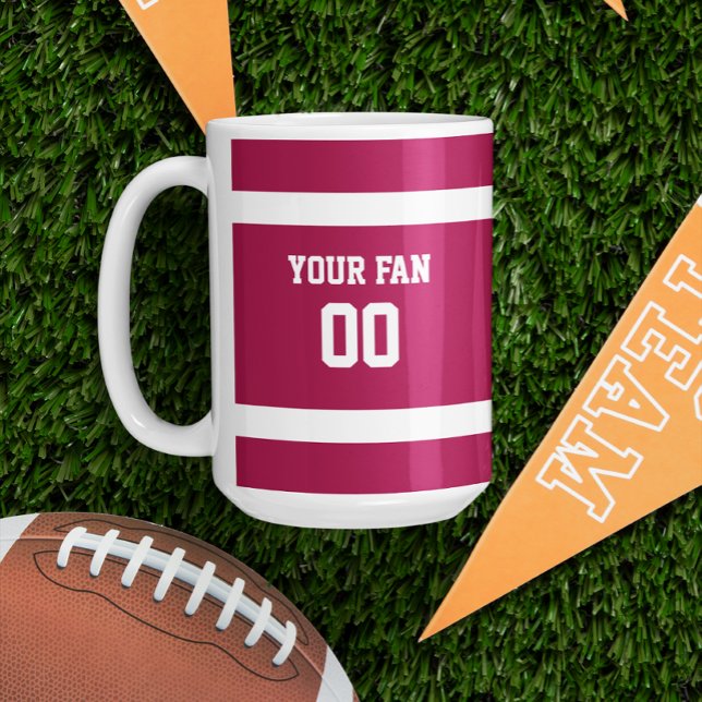 Red & White Football Team Personalized Coffee Mug (Creator Uploaded)