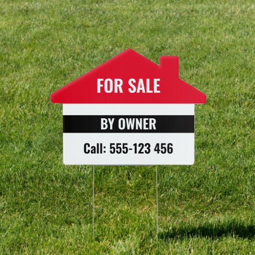 Red White For Sale By Owner Real Estate Selling  Sign