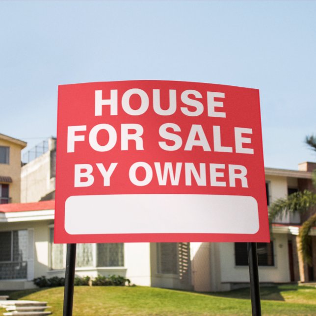 Red White For Sale By Owner Real Estate Template Sign (modern for sale by owner real estate template)
