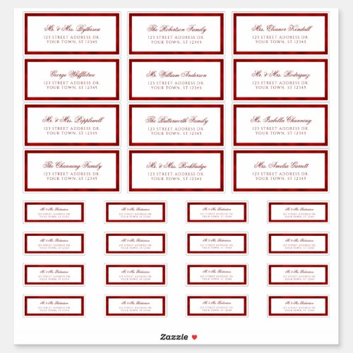  Red White Frame Mixed Guest Address Labels