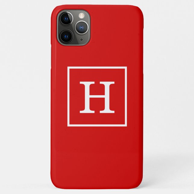 Red White Framed Initial Monogram Case-Mate iPhone Case (Back)