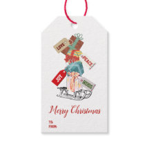 Red White From winter Sled Vintage Merry Christmas