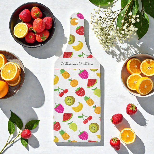 Red White Fruits Pattern Colorful Cutting Board (Creator Uploaded)