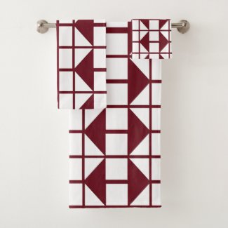 Red White Geometric Mid Century Modern