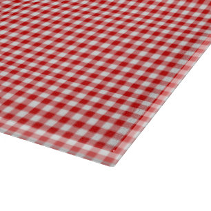 Red-White Gingham-15 x 11 GLASS CUTTING BOARD