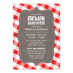 Red & White Gingham Canvas Bridal Shower Card