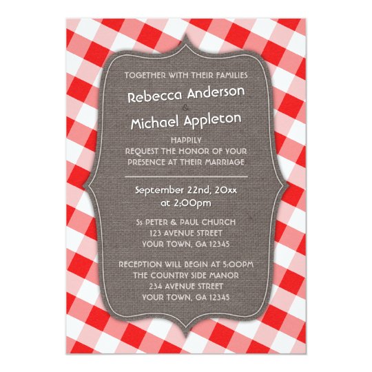 Red Gingham Invitation Template 3