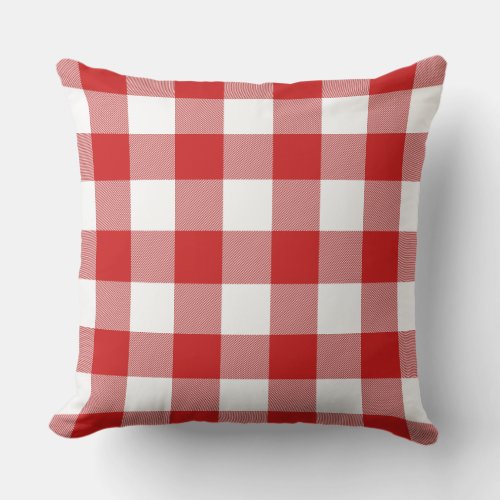 Red  White Gingham Check 20 x 20 Outdoor Pillow