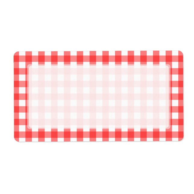 Red White Gingham Check Pattern Label (Front)
