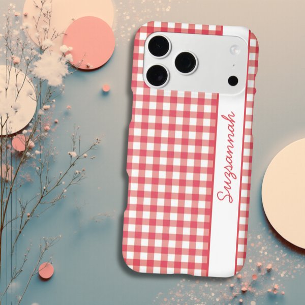 Red White Gingham Check Personalized