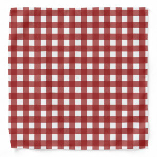 Red White Gingham Check Plaid Bandana