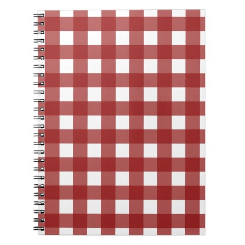 Red White Gingham Check Plaid Notebook