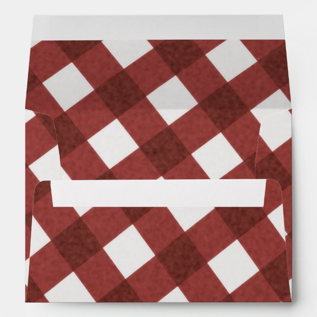 Red White Gingham Checker Summer BBQ Party Envelope (Back (Bottom))