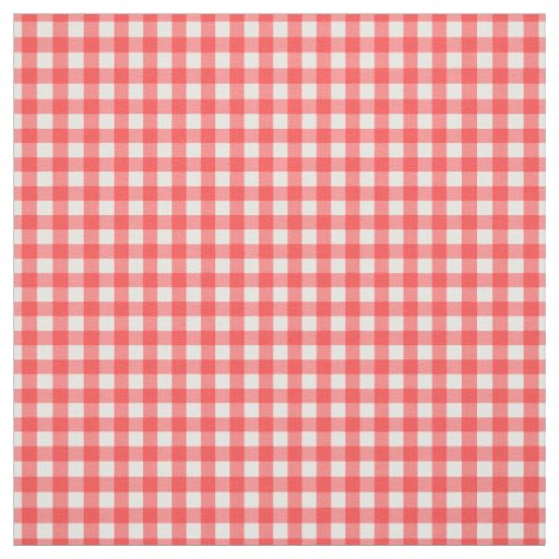 Red White Gingham Classic Check Pattern Fabric