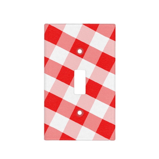 Red & White Gingham Country Light Switch Cover (Front)