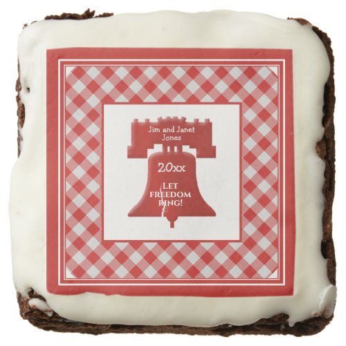 Red White Gingham Liberty Bell Let Freedom Ring Brownie