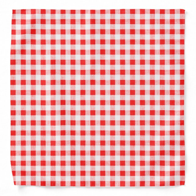Red White Gingham Pattern Bandana (Front)
