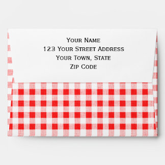 Red White Gingham Pattern Envelope