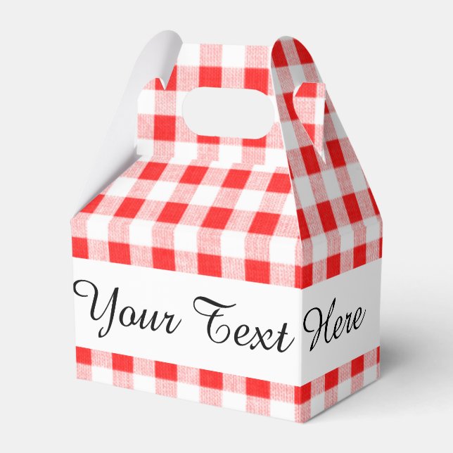Red White Gingham Pattern Favor Boxes (Front Side)