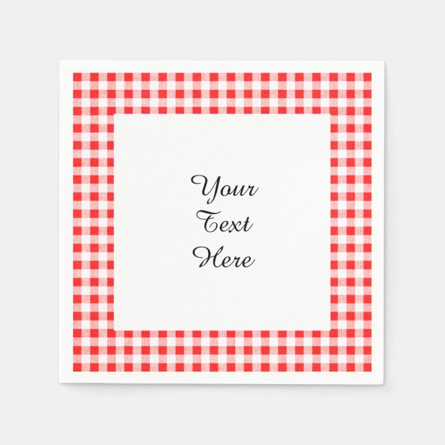 Red White Gingham Pattern Napkins (Front)