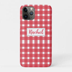 Red White Gingham Personalized iPhone 11 Pro Case