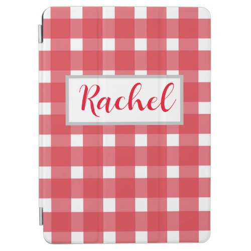 Red White Gingham Personalized  iPad Air Cover