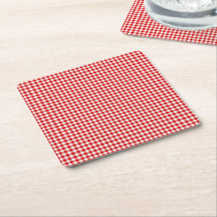 Red-White Gingham-PULP PAPER DRINK COASTERS