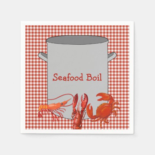 Red White Gingham Seafood Boil Napkins