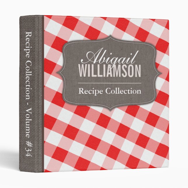 Red & White Gingham Southern Recipe Binder (Front/Spine)