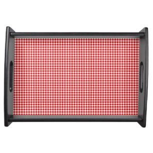 Red-White Gingham-WOODEN SERVING TRAY