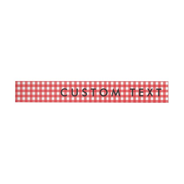 Red & White Gingham Wrap Around Invite Labels (Individual)