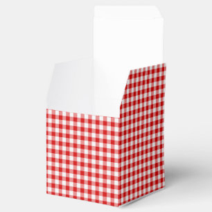 Red-White Ginham-PARTY FAVOR BOX, sq Boxes