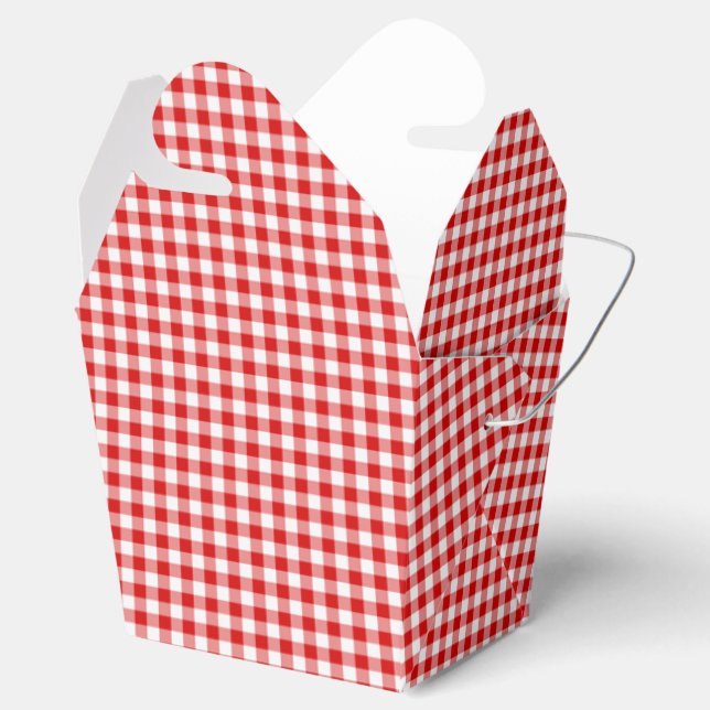 Red-White Ginham-PARTY FAVOR BOX, take out Favor Boxes (Opened)