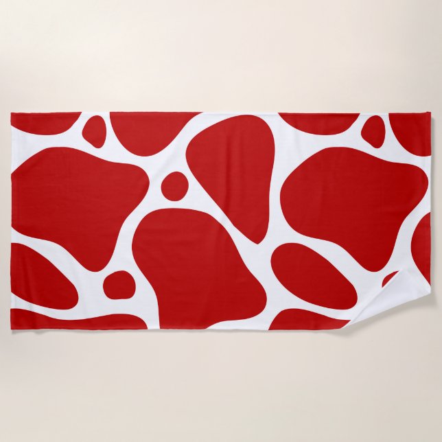 Red & White Giraffe Pattern Beach Towel (Front)