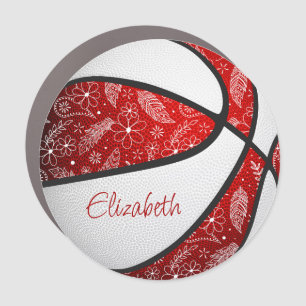 red white girls boho feathers paislies basketball car magnet