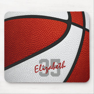 red white girls boys sports basketball mouse pad