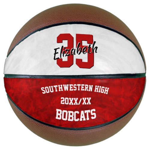 red white girls team spirit commemorative basketball