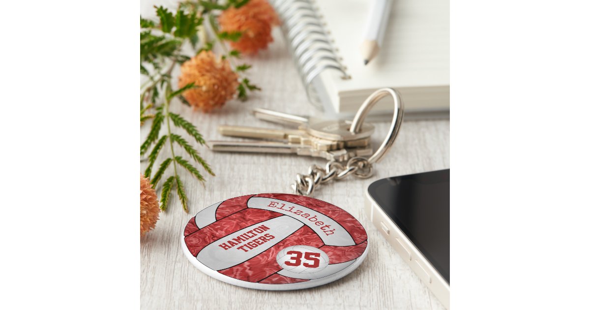 Red White Girls Volleyball Keychain Bag Tag Zazzle Com
