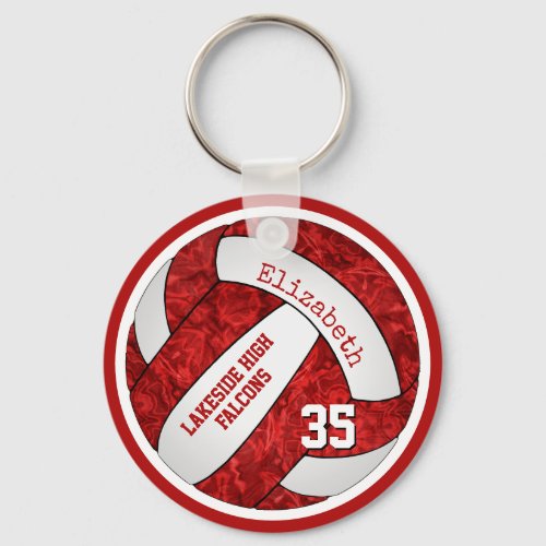 red white girls volleyball keychain bag tag