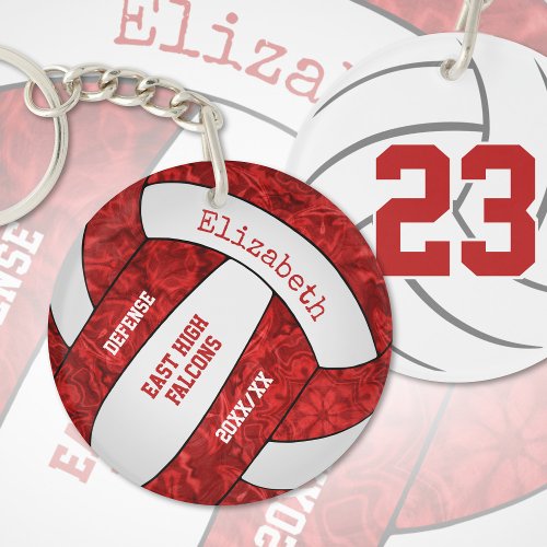 red white girly sports custom volleyball keychain