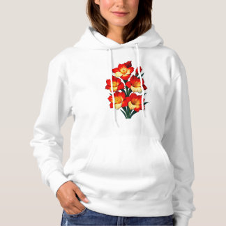 Red & White Gladiolus Vector Art – Elegant Modern  Hoodie