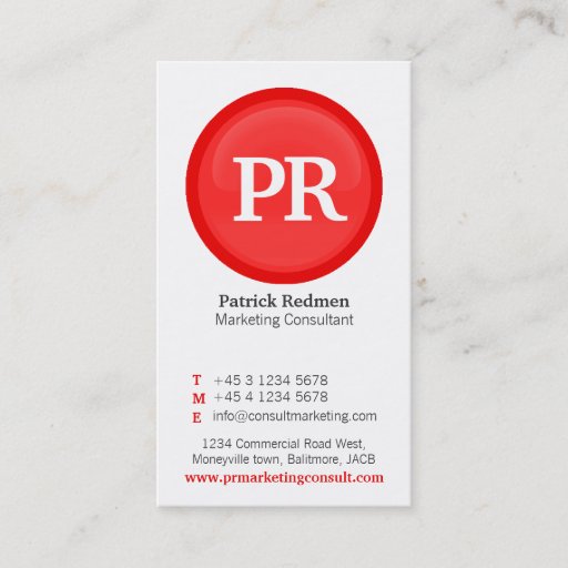 Customizable Red &amp; white glass circle business card