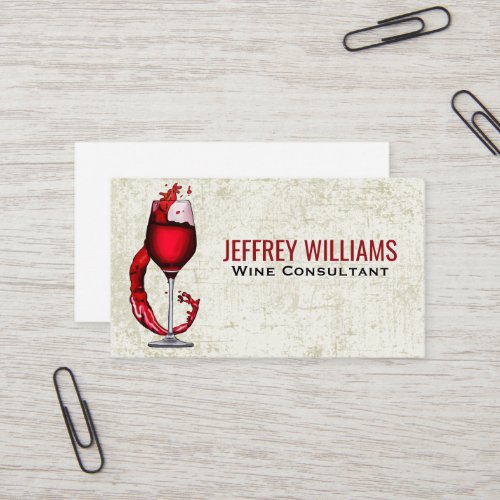 Red White Glass with Splash Pour Business Card