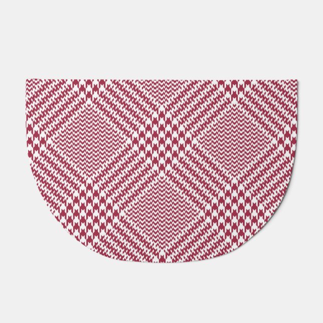 Red White Glen Plaid: Tweed Tartan Doormat (Front)