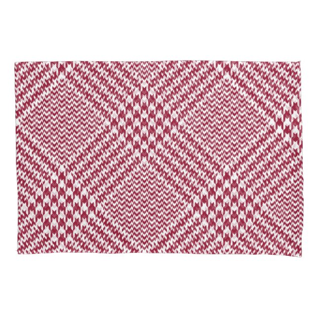 Red White Glen Plaid: Tweed Tartan Pillow Case (Front)
