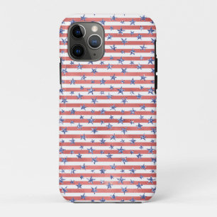 Red White Glitter Blue Stars Stripes iPhone 11 Pro Case