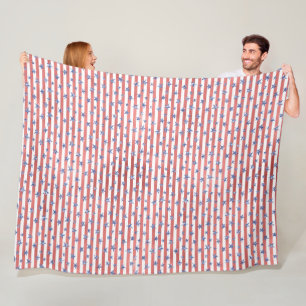 Red White Glitter Blue Stars Stripes Fleece Blanket
