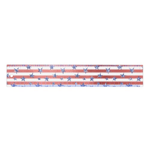 Red White Glitter Blue Stars Stripes Ruler