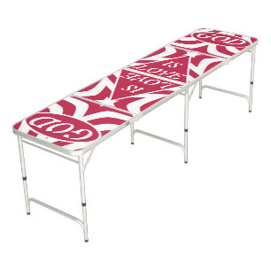 Red & White God Is Love Star - Inspirational Game Beer Pong Table