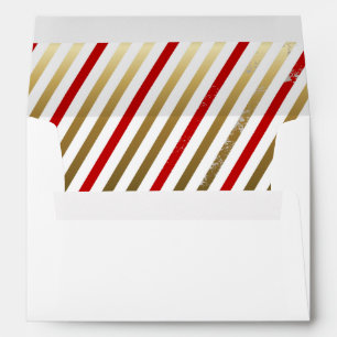Red, White, Gold Diagonal Stripe Envelope